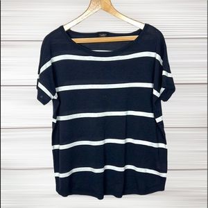 TALBOTS Striped Short Sleeves Top Blouse Tee Cotton Blend 1Xp